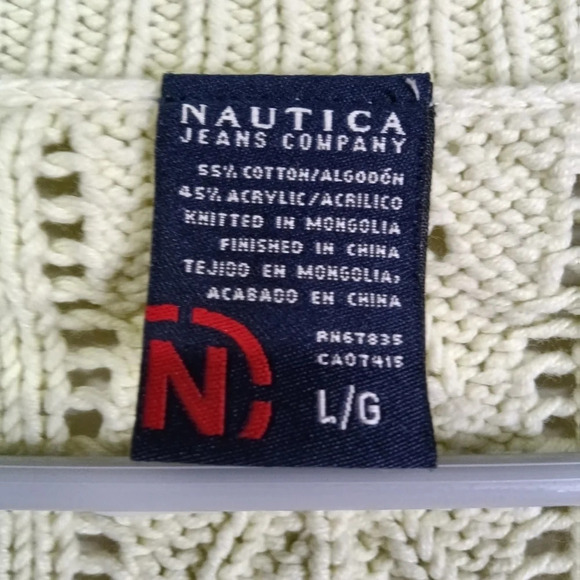 Nautica Jeans Company Cardigan Sweater Light Green Large VTG - Picture 4 of 8
